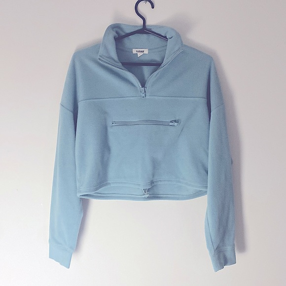 Light blue half zip cropped sweater - Picture 2 of 2